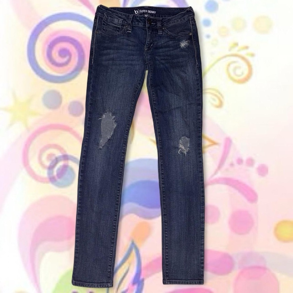 vtg y2k bullhead lowrise distressed super skinny jeans, sz 5